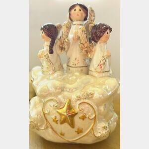 Kurt S. Adler Santa’s World Porcelain 'Hark the Herald' Angels Wind-up Music Box